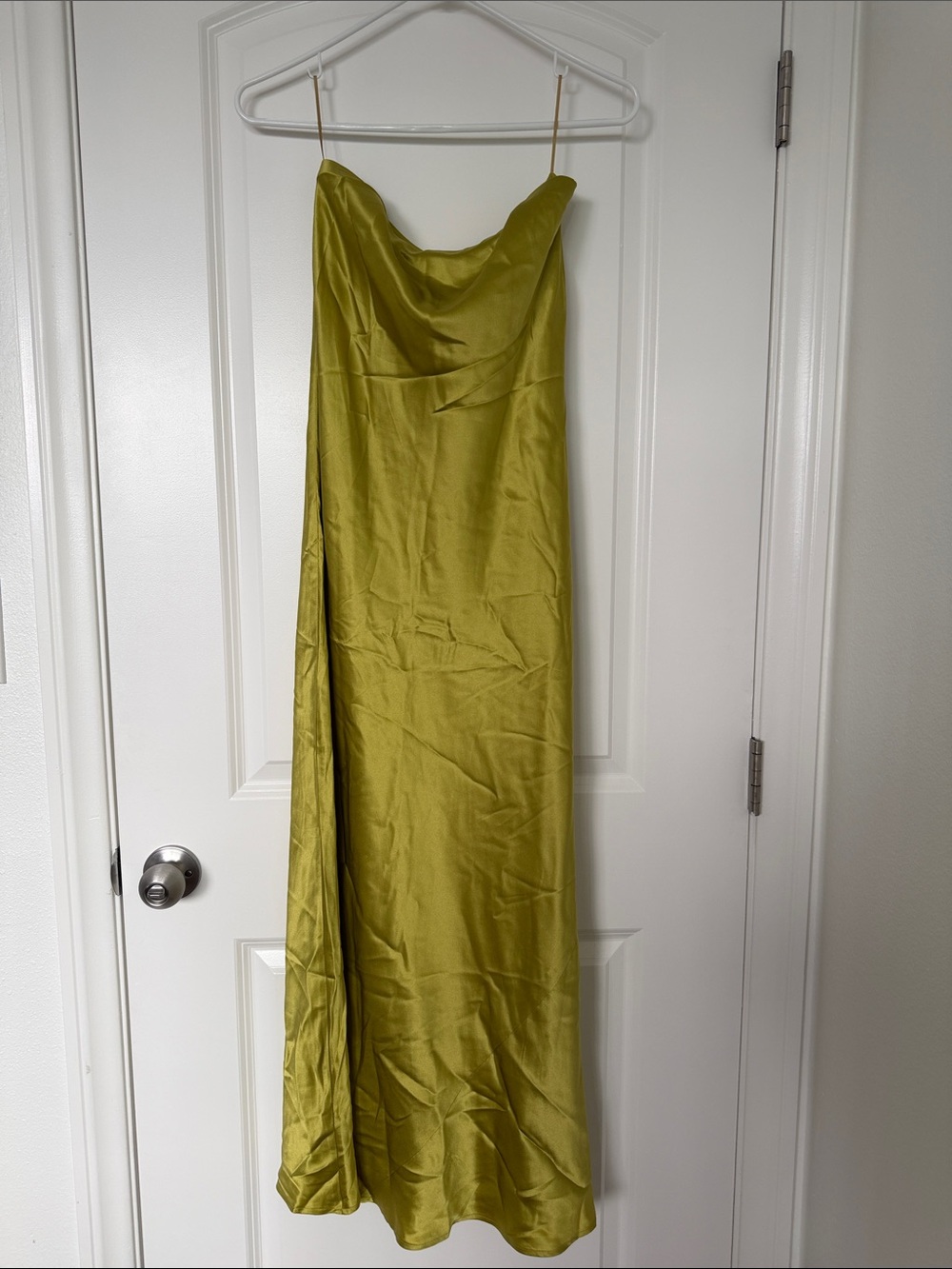 Reformation Silk Green Satin Slip Dress